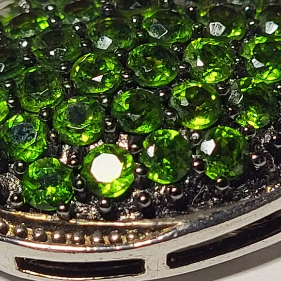 Genuine Russian Chrome Diopside Sterling Silver Slide Pendant Necklace - Picture 3 of 9